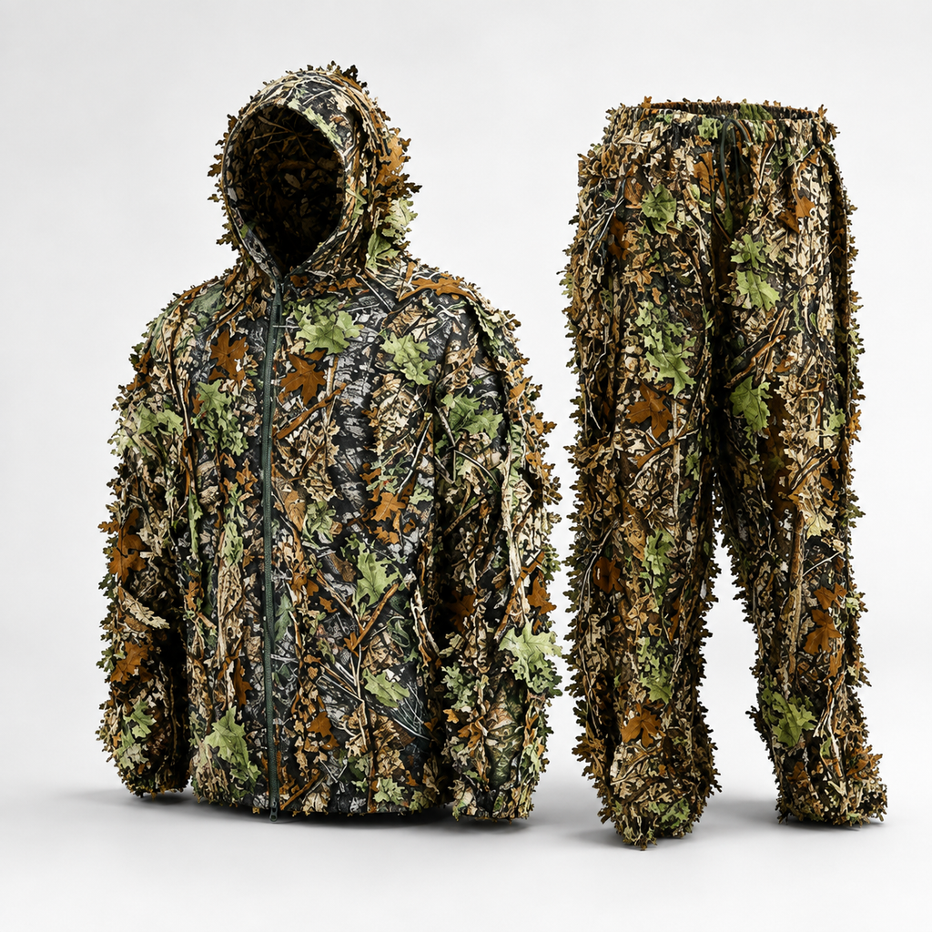 3D Leaf Camo Hunting Suit – Lightweight Hooded Jacket & Pants Set