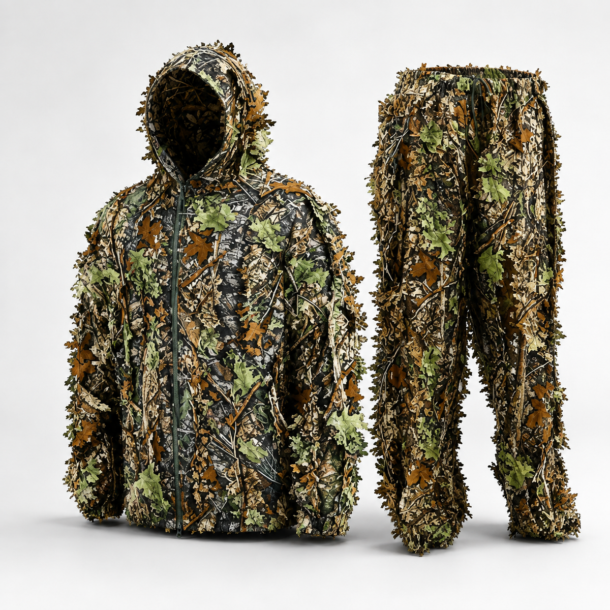 3D Leaf Camo Hunting Suit – Lightweight Hooded Jacket & Pants Set