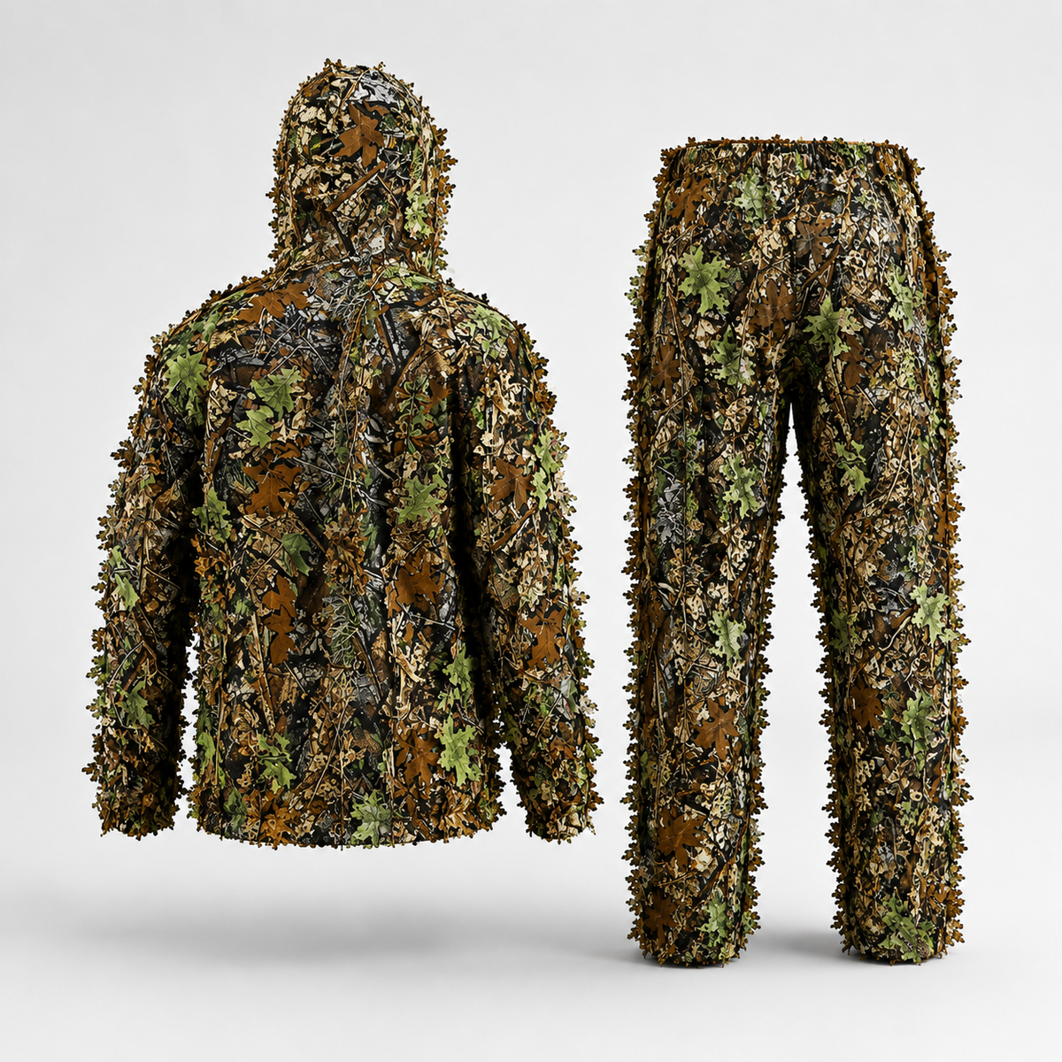 3D Leaf Camo Hunting Suit – Lightweight Hooded Jacket & Pants Set