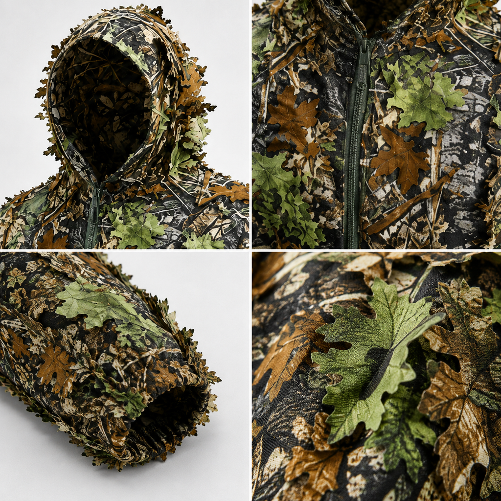 3D Leaf Camo Hunting Suit – Lightweight Hooded Jacket & Pants Set