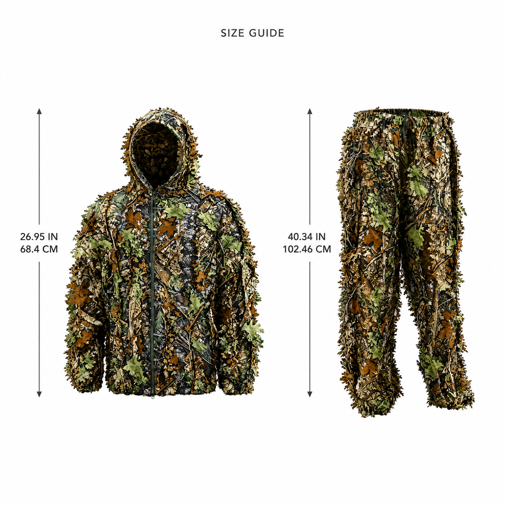 3D Leaf Camo Hunting Suit – Lightweight Hooded Jacket & Pants Set